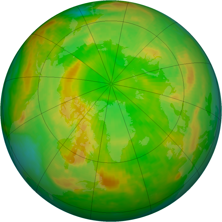 Arctic ozone map for 10 June 1990